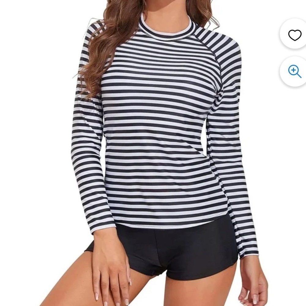 NWT Daci Women Two Piece Rash Guard Long Sleeve Swimsuit with Boyshort B… - Picture 4 of 5